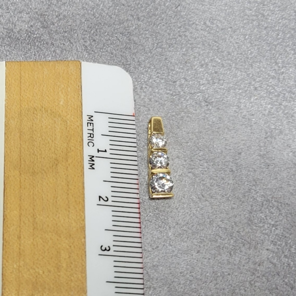 14K Yellow Gold Three Stone Cubic Zirconia Pendant